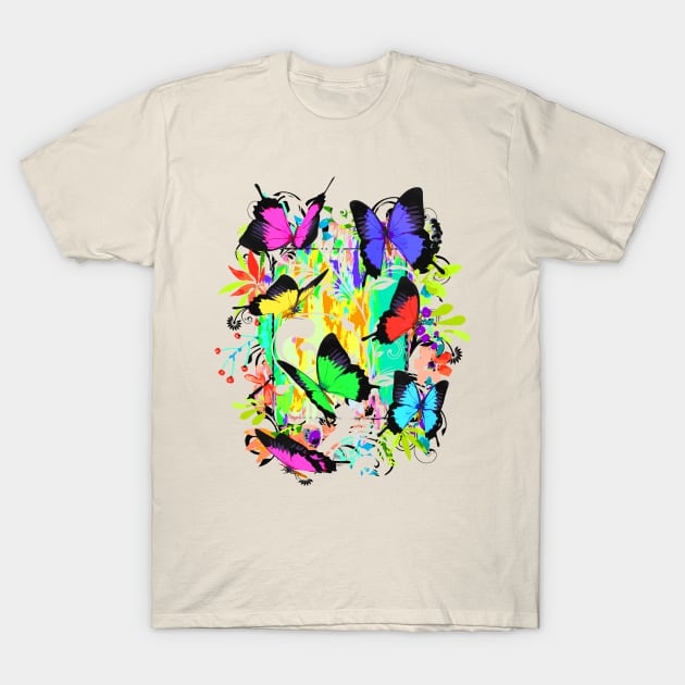 Colorful Papillon - Cute Butterfly - Girlie - Flower Pattern T-Shirt by BigWildKiwi